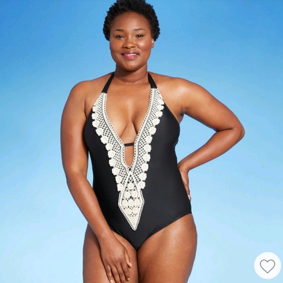 🆕 crochet trim plunge one piece swimsuit - Picture 3 of 9